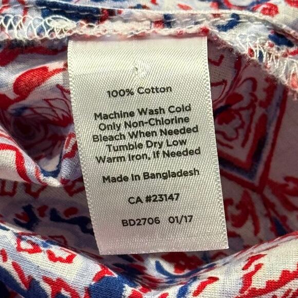Talbots Top Floral Paisley Cottage Boho Romantic Preppy Button Up Red Blue XL - Picture 4 of 6